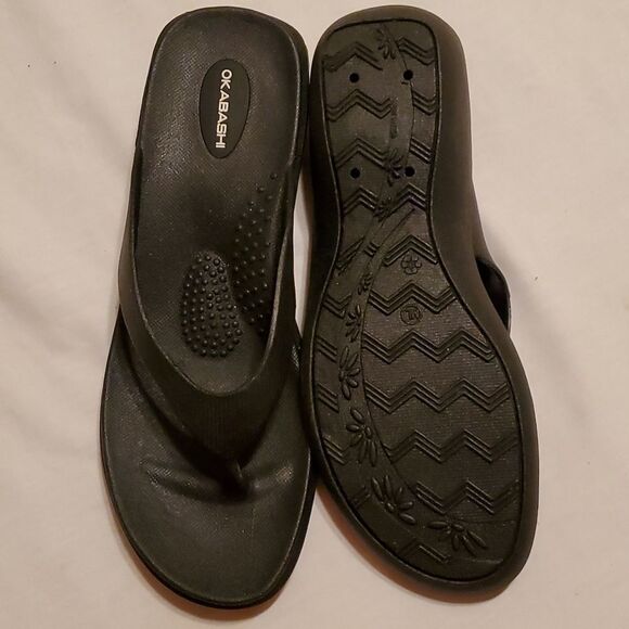 OKABASHI 2" heel flip flops size M/L. NWOB - Picture 3 of 8